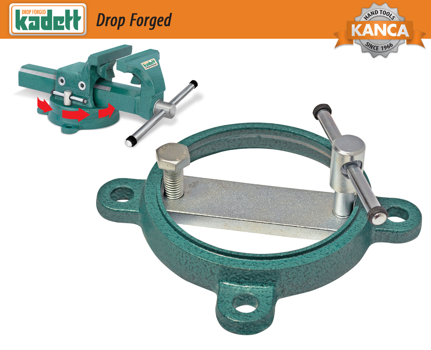 KANCA - KADETT PIPE AND BENCH VISE With 360° Rotating Swivel Base, Drop-Forged Pipe and Bench Vise