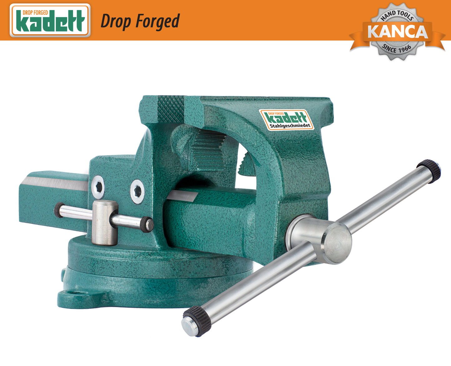 KANCA - KADETT PIPE AND BENCH VISE With 360° Rotating Swivel Base, Drop-Forged Pipe and Bench Vise