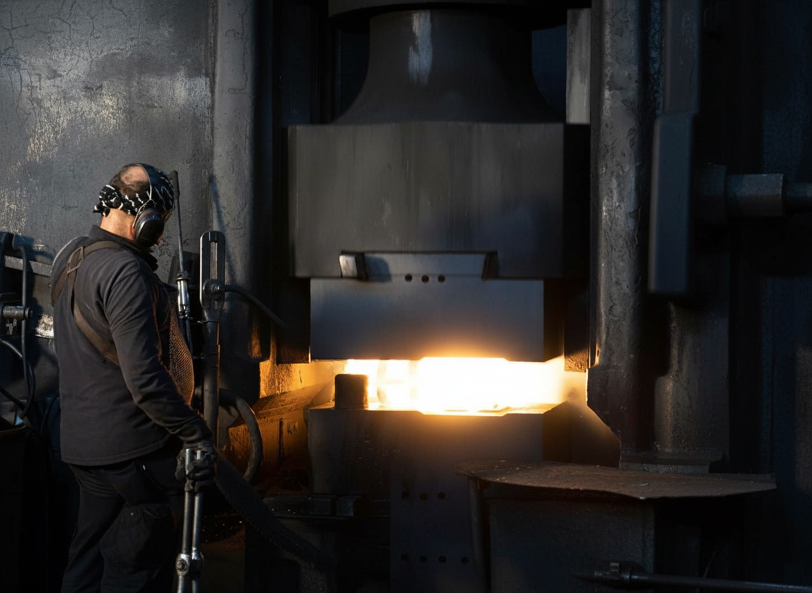 Forging hammer mid strike
