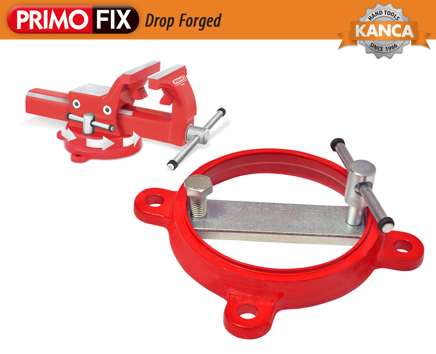 KANCA - PRIMO PIPE AND BENCH VISE with 360° Rotating Swivel Base, Drop-Forged Pipe and Bench Vise