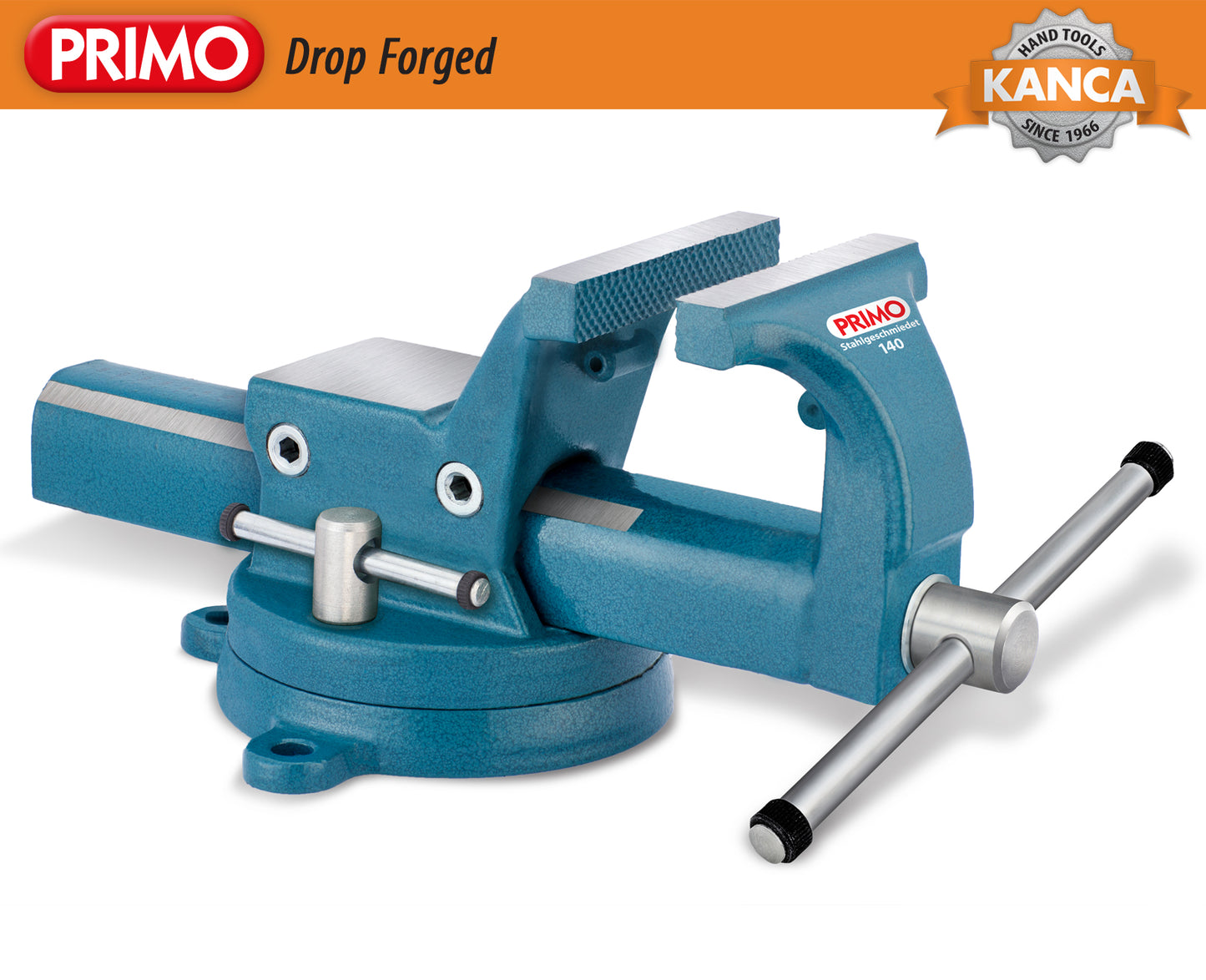 KANCA - PRIMO BENCH VISE with 360° Rotating Swivel Base, Drop-Forged Bench Vise