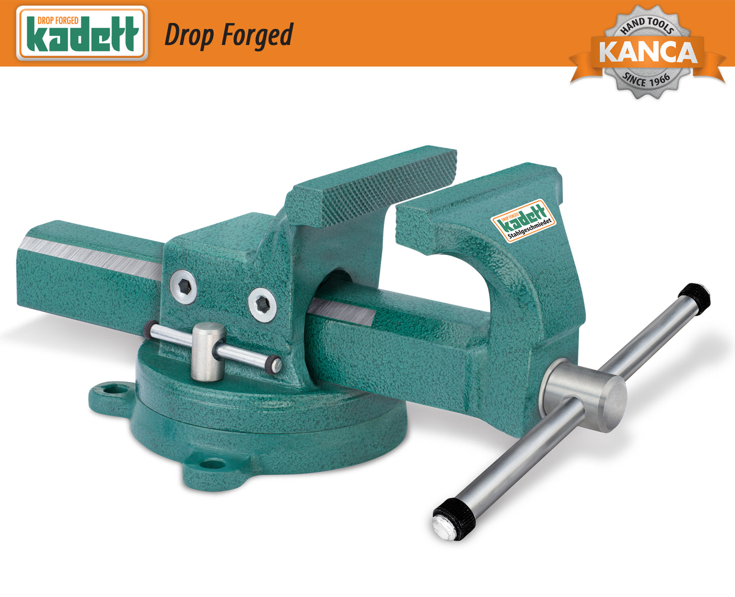 KANCA - KADETT PARALLEL VISE With 360° Rotating Swivel Base, Drop-Forged Bench Vise